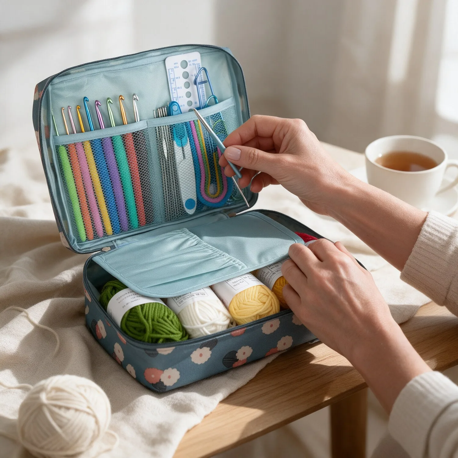 Ateliê Completo: Bolsa com Agulhas, Fios e Acessórios